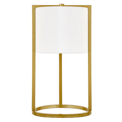 22" Brass Metal Table Lamp With White Drum Shade