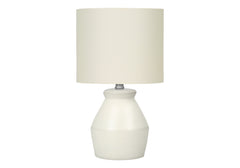 17" Cream Ceramic Geometric Table Lamp With Cream Drum Shade