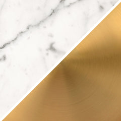 24" White and Gold Marble and Metal Cylinder Table Lamp With White Drum Shade