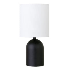 13" Black Metal Cylinder Table Lamp With White Drum Shade