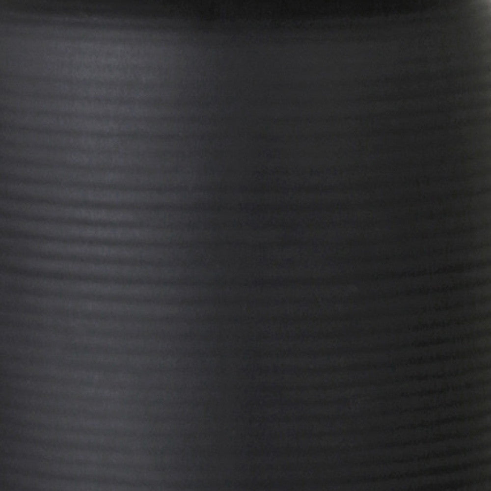 15" Black and Gold Ceramic Cylinder Table Lamp With White Drum Shade