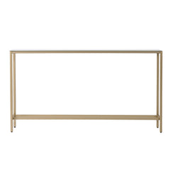 56" Silver and Gold Mirrored Glass Console Table