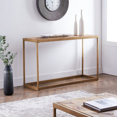 48" Natural Reclaimed Wood and Metal Frame Console Table