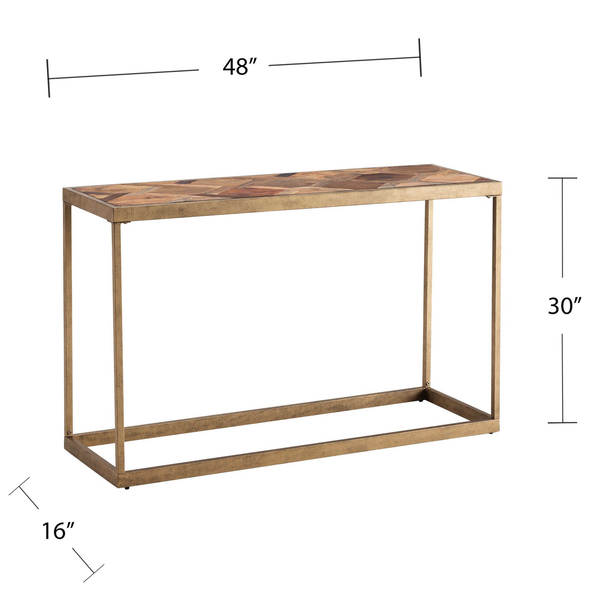 48" Natural Reclaimed Wood and Metal Frame Console Table