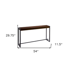 54" Dark Brown and Gunmetal Sled Console Table