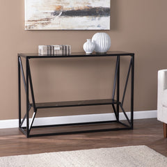 42" Black Glass Frame Console Table With Storage