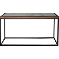 59" Brown and White and Black Glass Frame Console Table