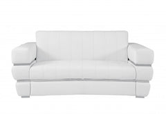 Two Piece Indoor White Italian Leather Five Person Seating Set