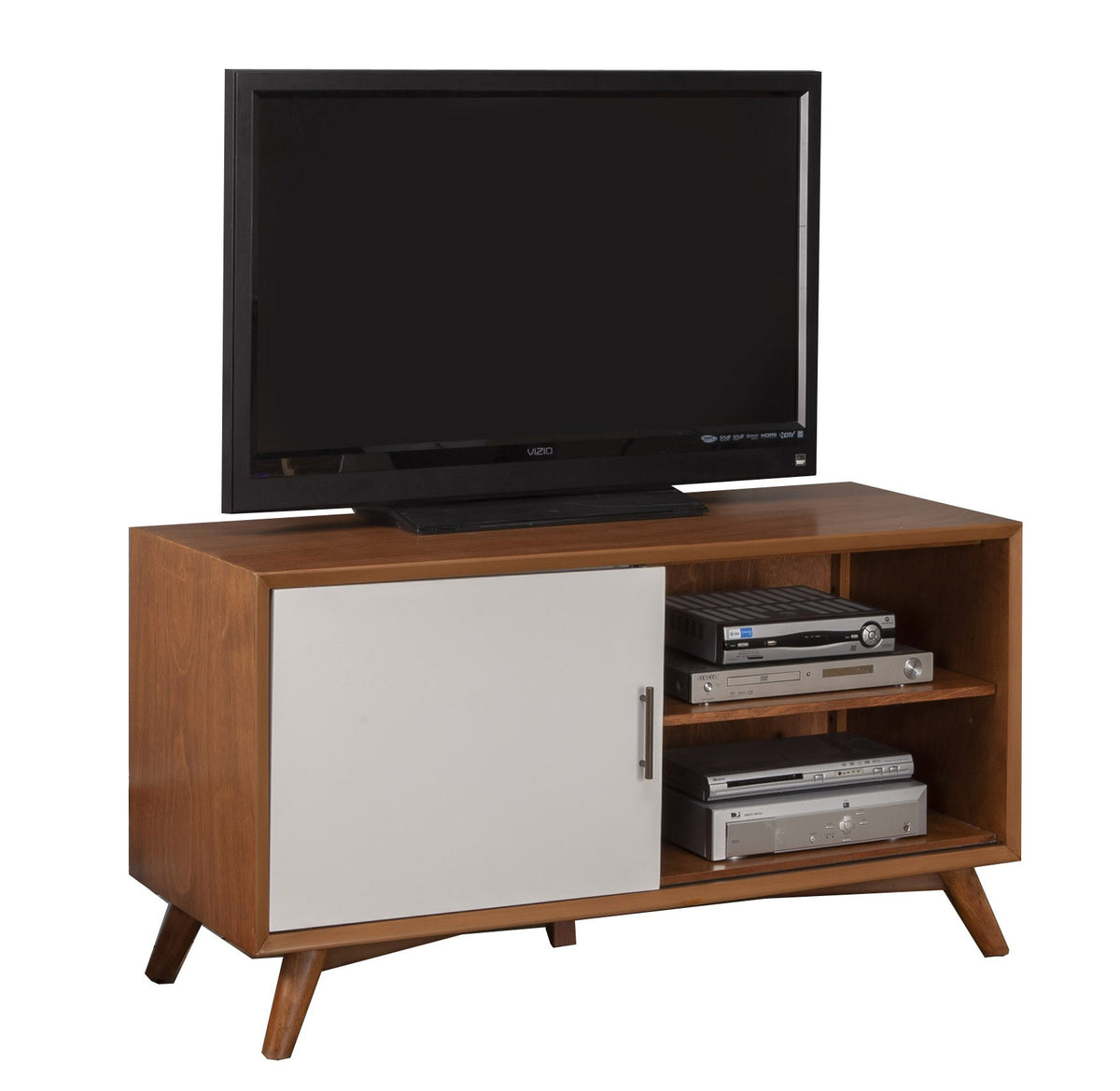 Flair 50" Acorn and White Mid Century Mod TV Console