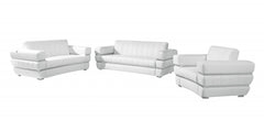 Three Piece Indoor White Italian Leather Six Person Seating Set