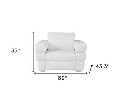 Three Piece Indoor White Italian Leather Six Person Seating Set