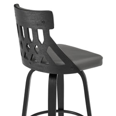 30" Gray And Black Iron Swivel Backless Bar Height Bar Chair