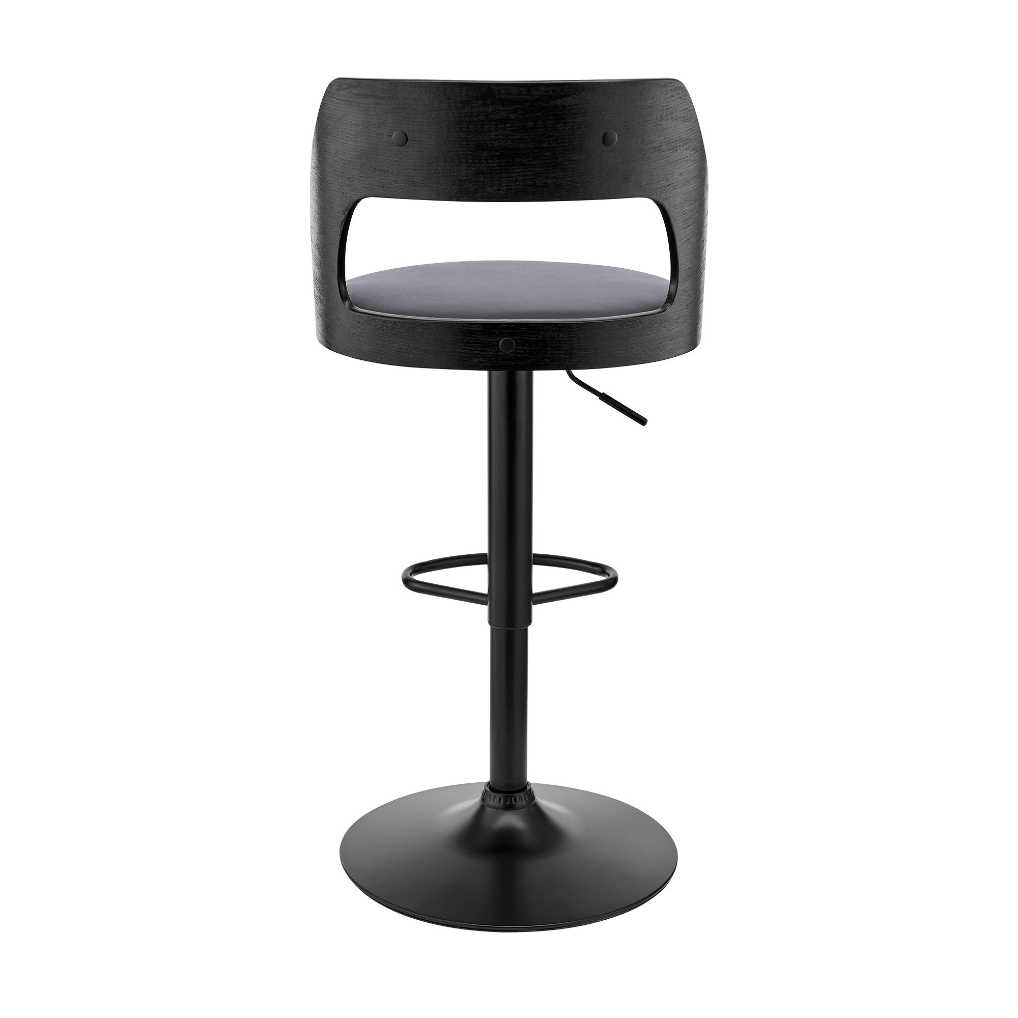 25" Gray And Black Iron Swivel Adjustable Height Bar Chair
