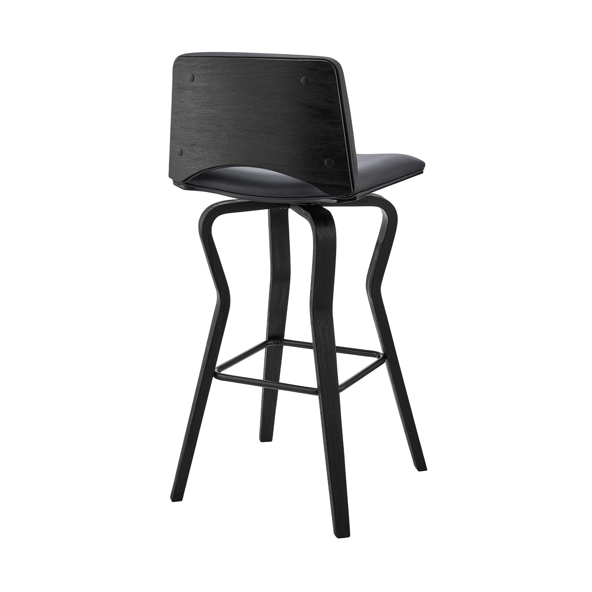 26" Gray And Black Faux Leather And Iron Swivel Low Back Counter Height Bar Chair