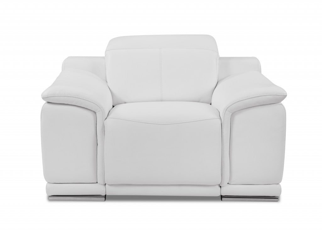 Three Piece Indoor White Italian Leather Six Person Seating Set