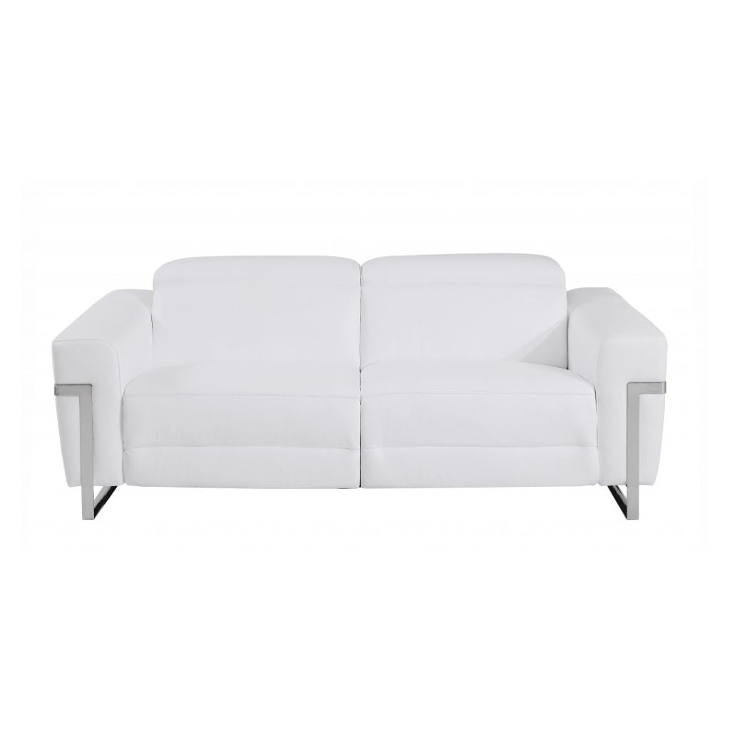 Three Piece Indoor White Italian Leather Six Person Seating Set