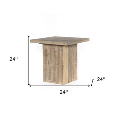 24" Brushed Ivory Solid Wood Square End Table