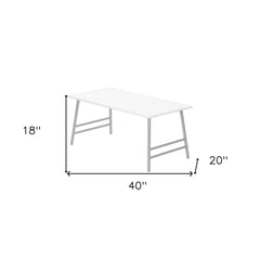 40" White And Silver Rectangular Coffee Table