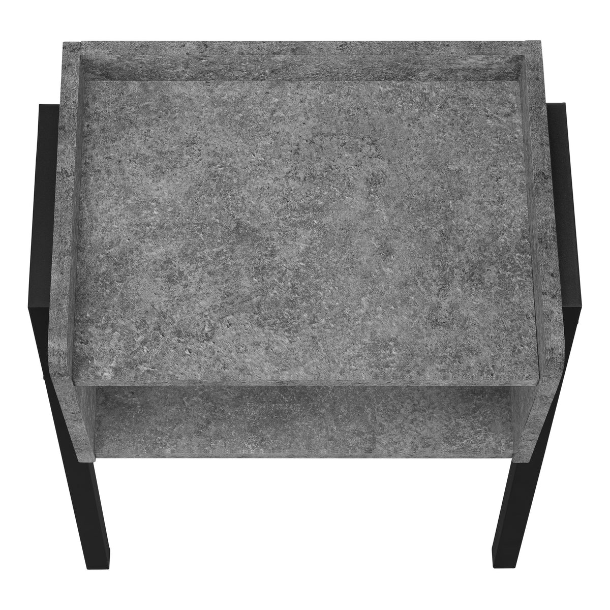 23" Black And Grey Faux Stone End Table With Shelf