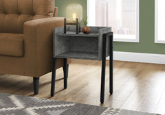 23" Black And Grey Faux Stone End Table With Shelf