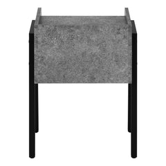 23" Black And Grey Faux Stone End Table With Shelf