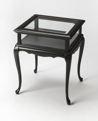 25" Black Glass Rectangular End Table