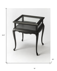 25" Black Glass Rectangular End Table