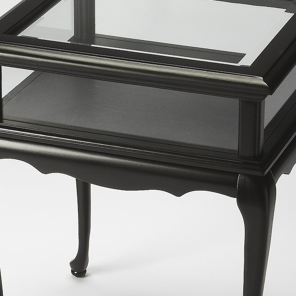 25" Black Glass Rectangular End Table