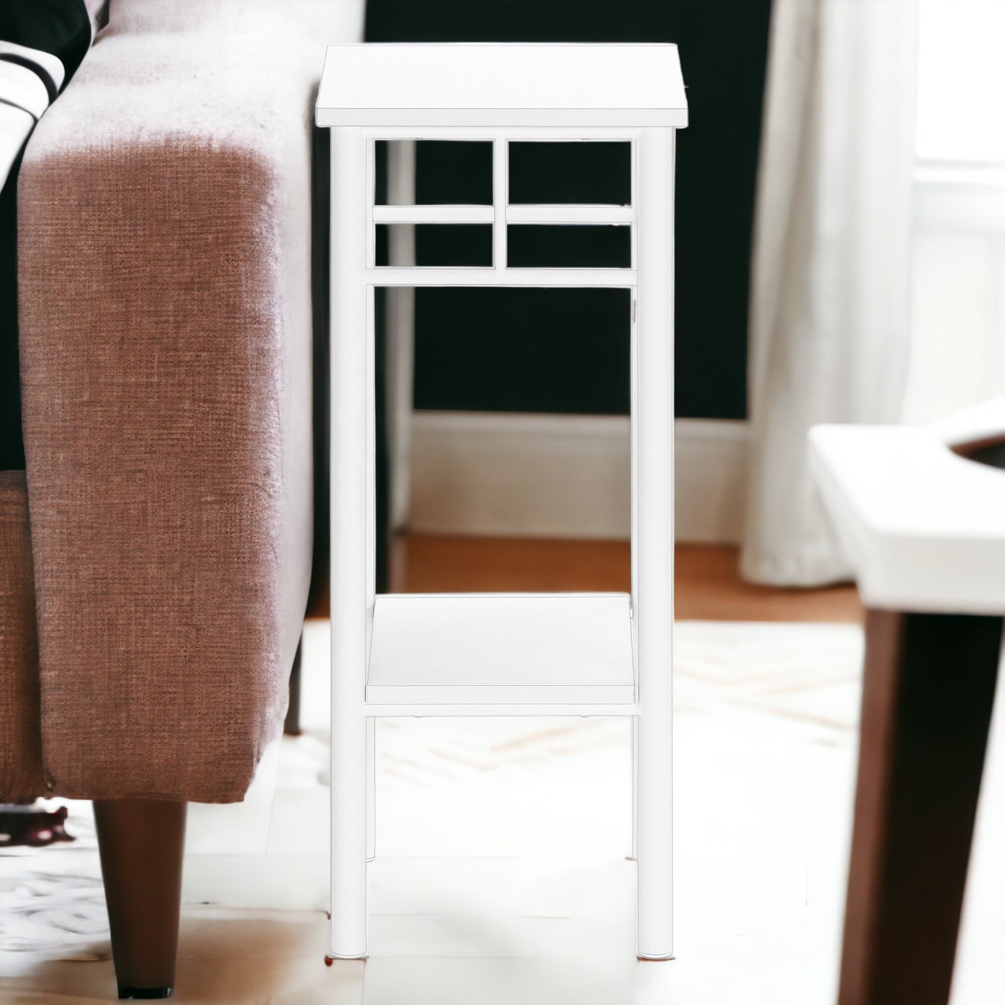 28" White End Table With Shelf