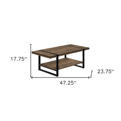 47" Brown And Black Rectangular Coffee Table With Shelf