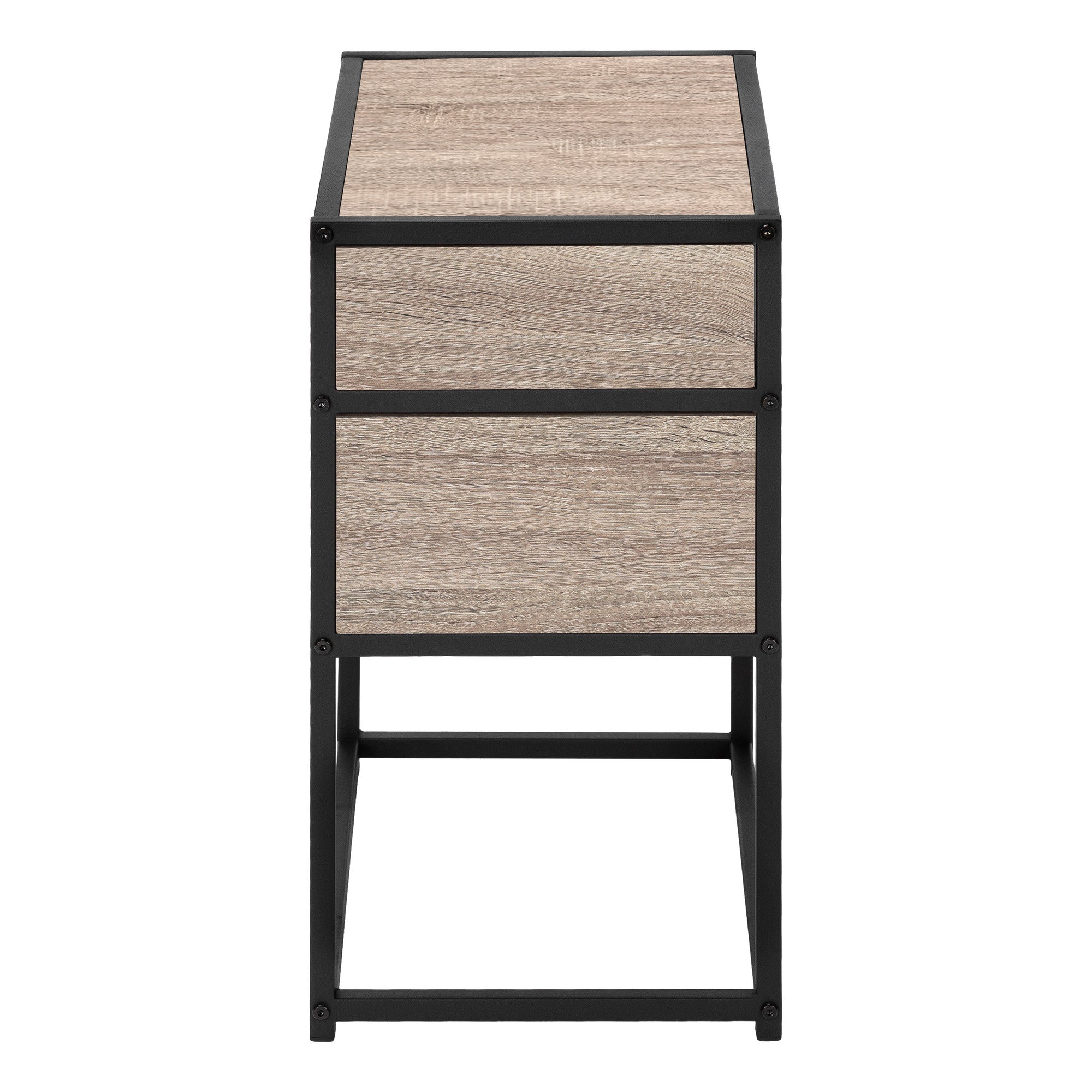 22" Black And Dark Taupe End Table With Two Shelves