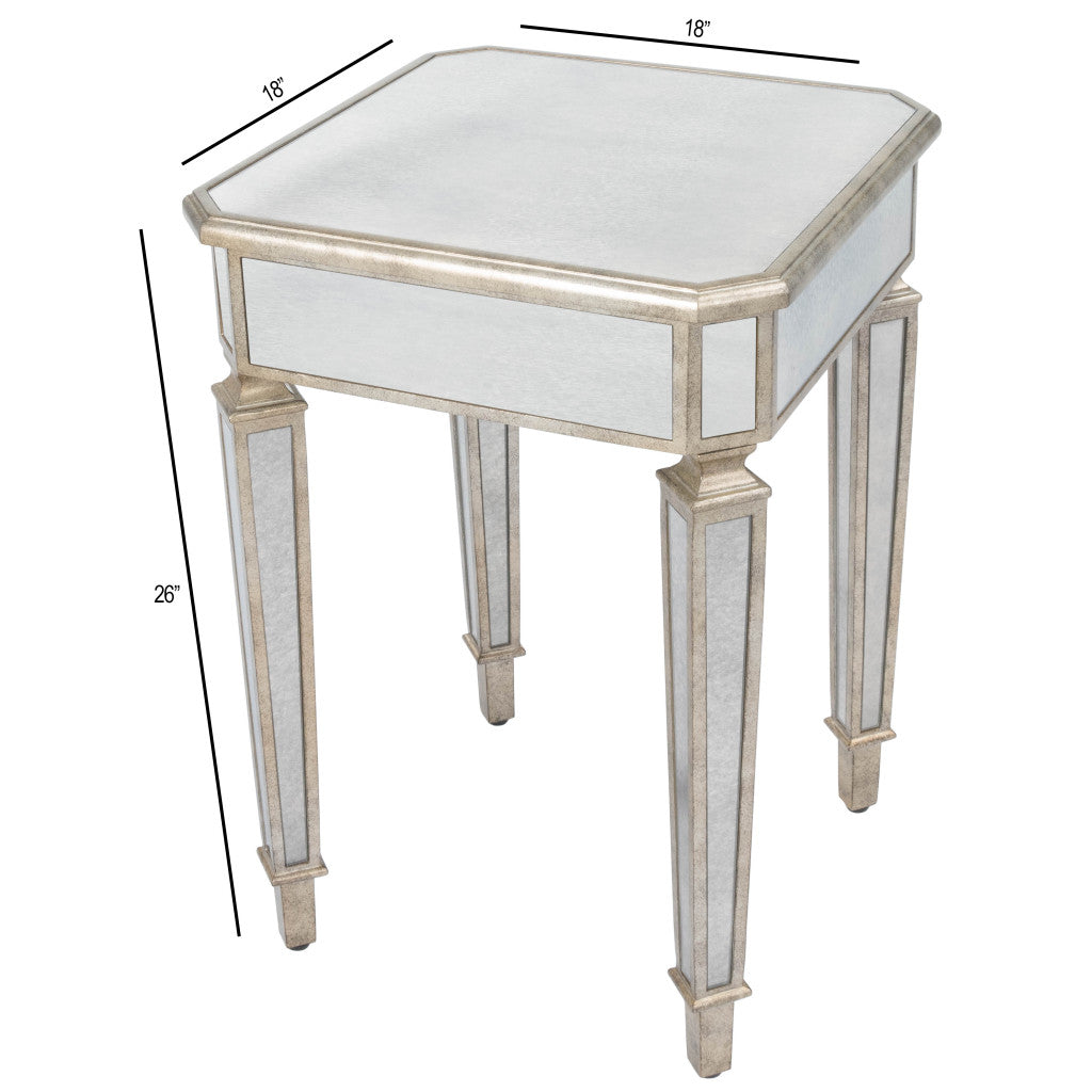 26" Silver Glass Square End Table