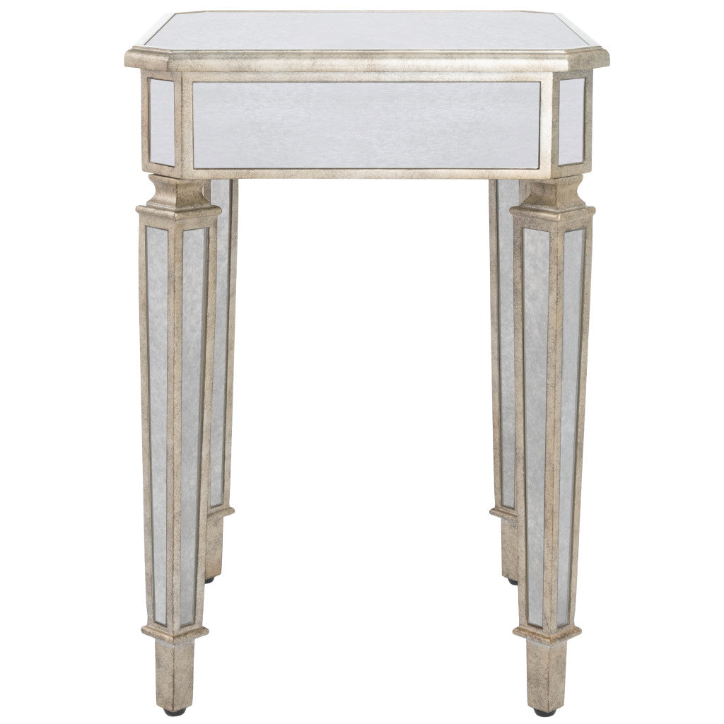 26" Silver Glass Square End Table