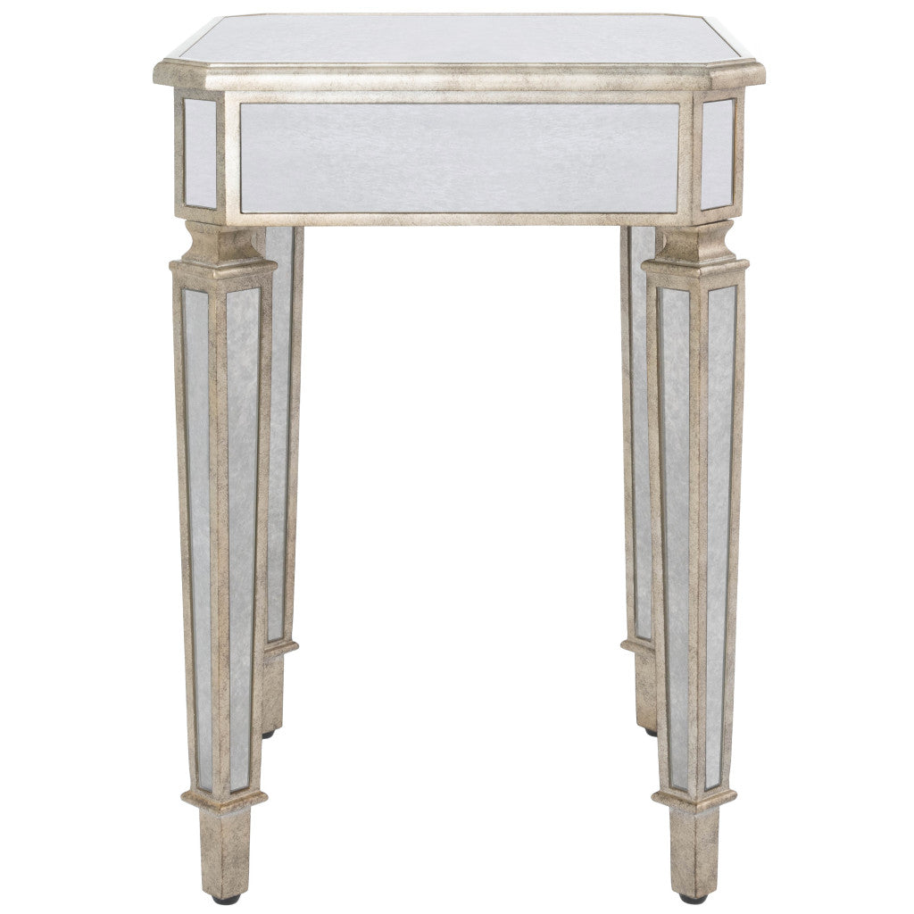 26" Silver Glass Square End Table