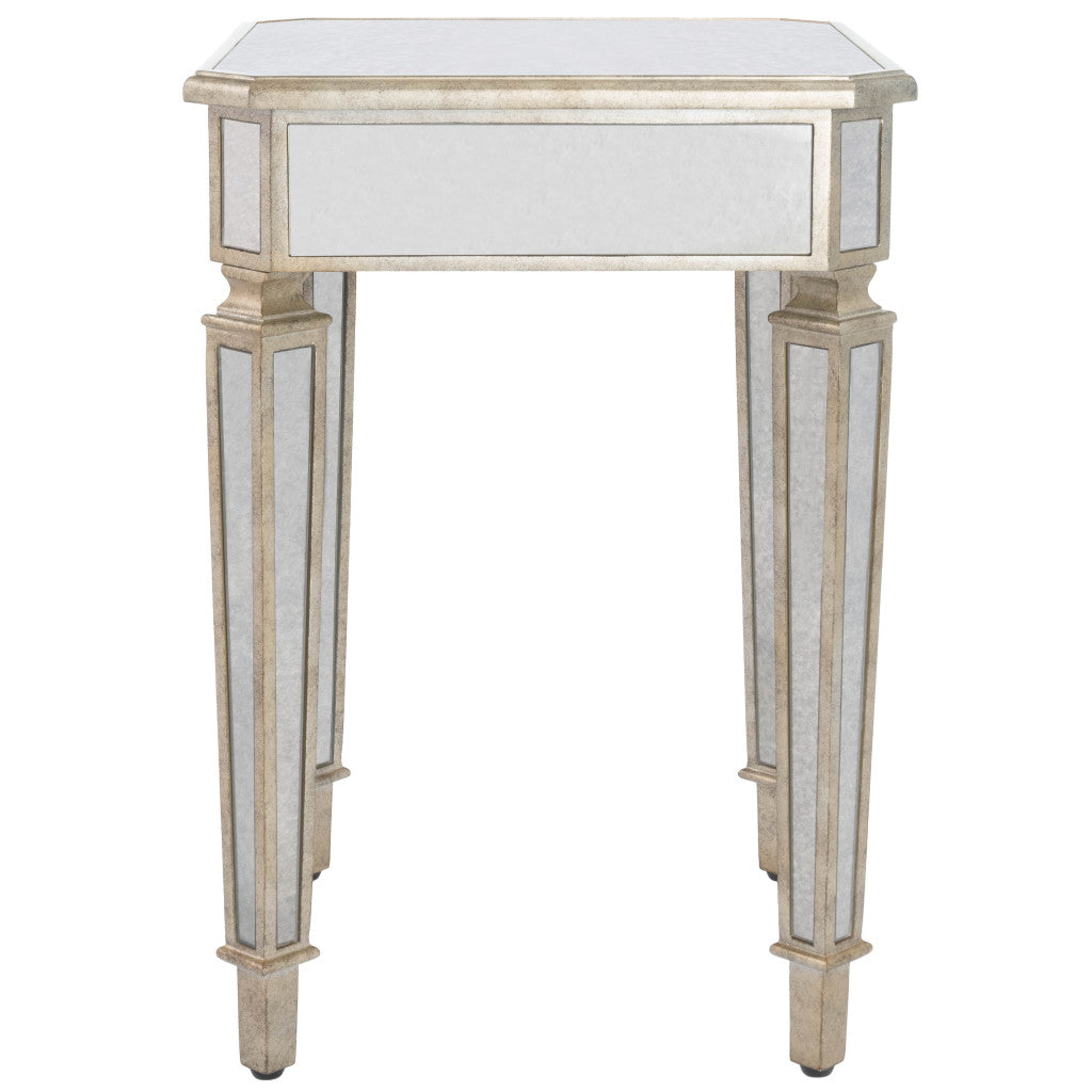 26" Silver Glass Square End Table