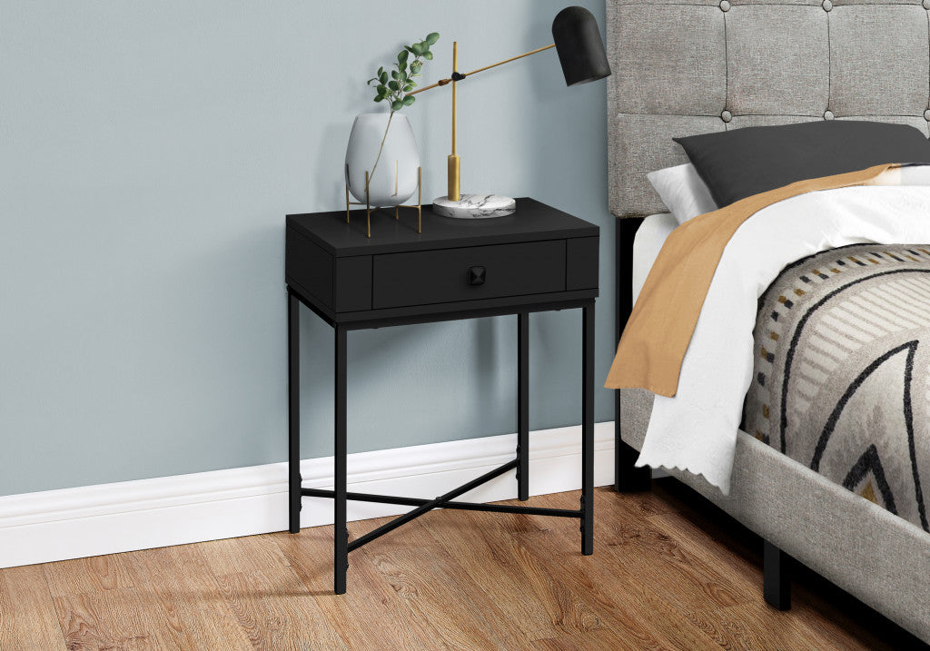 23" Black End Table With Drawer