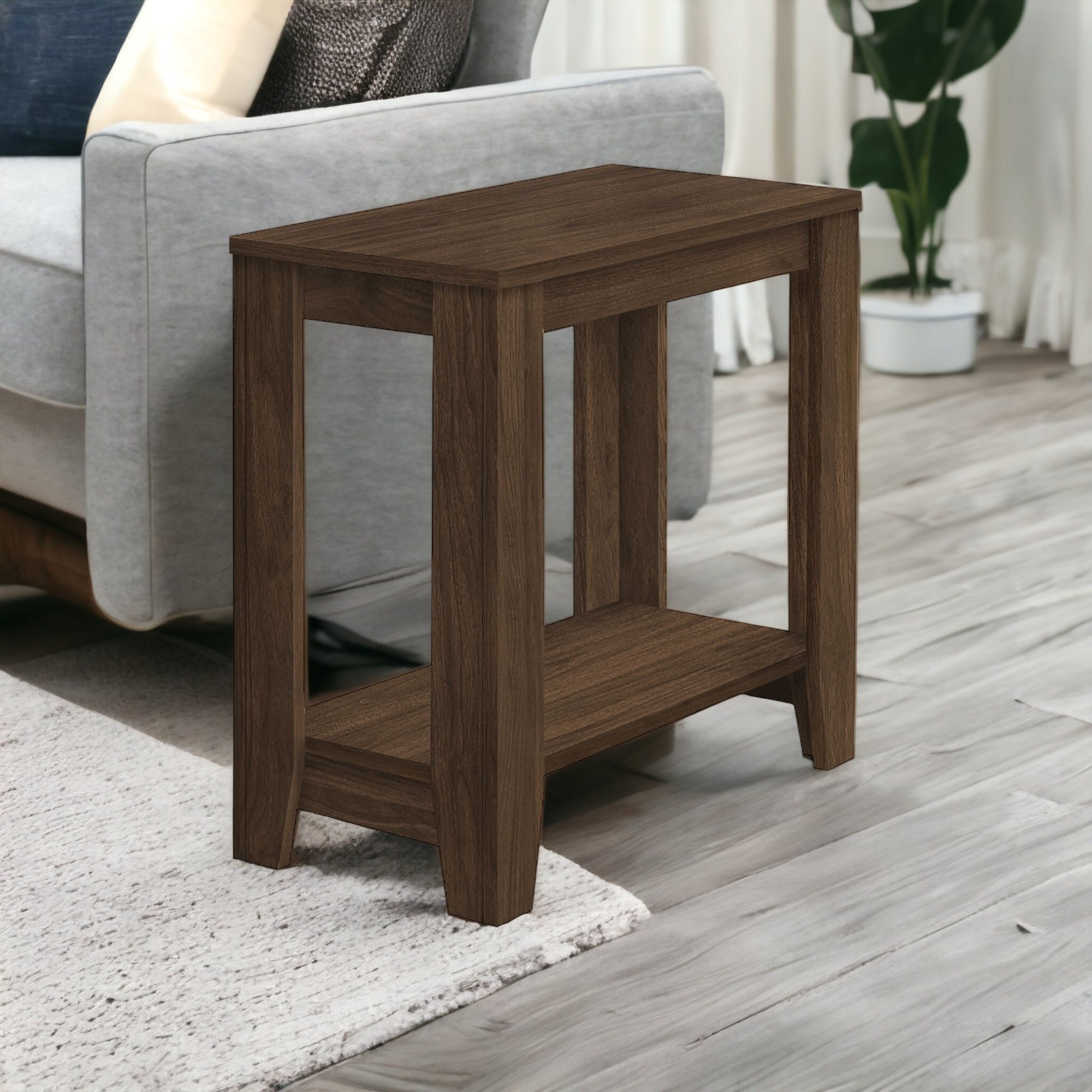 22" Walnut End Table With Shelf