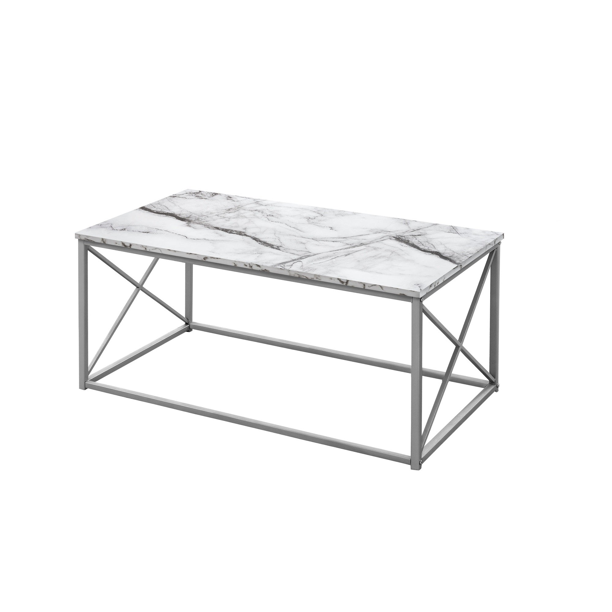 Set Of Three 42" White Rectangular Coffee Table