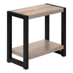 22" Black And Dark Taupe End Table With Shelf