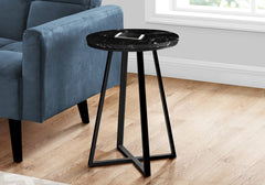 22" Black Faux Marble Round End Table