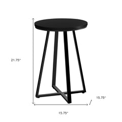 22" Black Round End Table