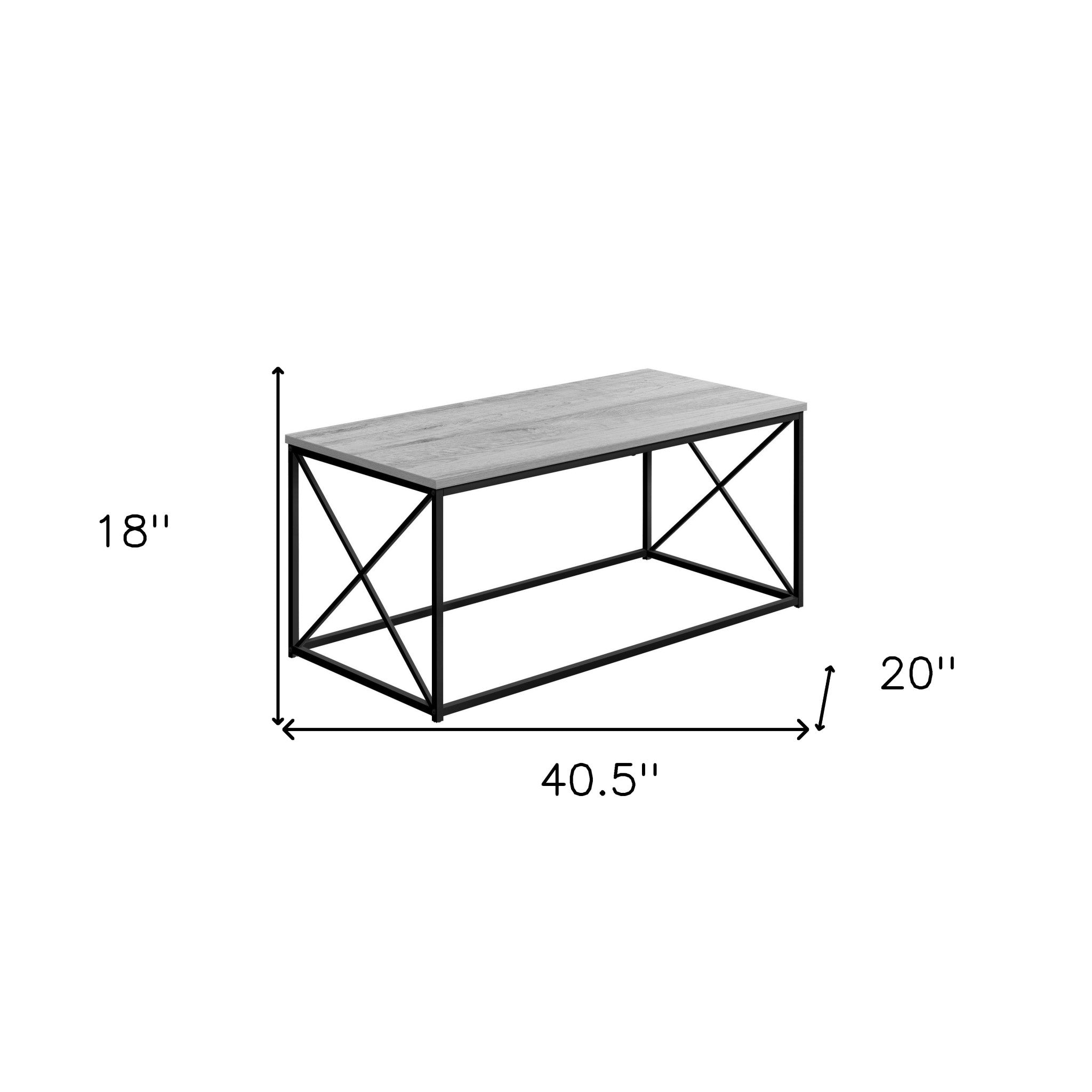 41" Grey Rectangular Coffee Table