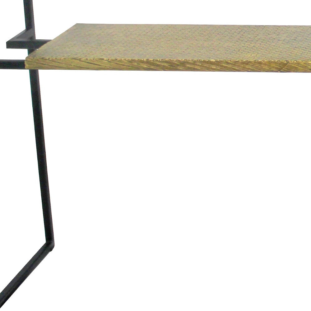 72" Clear and Black Glass Sled Console Table With Storage