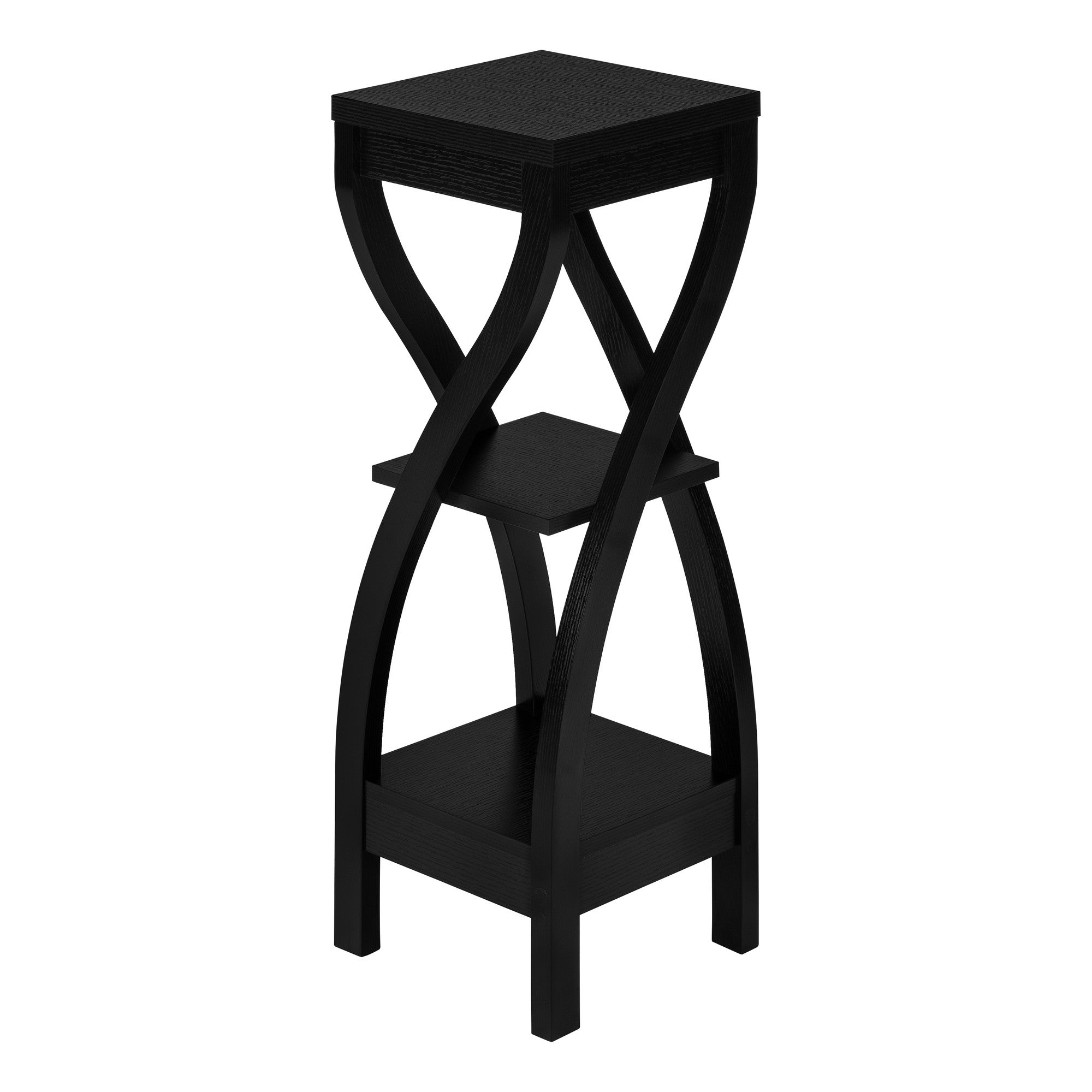 32" Black End Table With Two Shelves