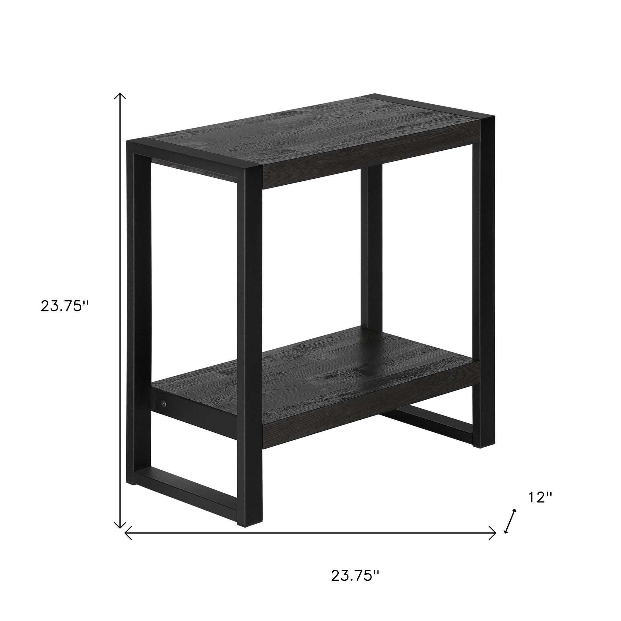 24" Black End Table With Shelf