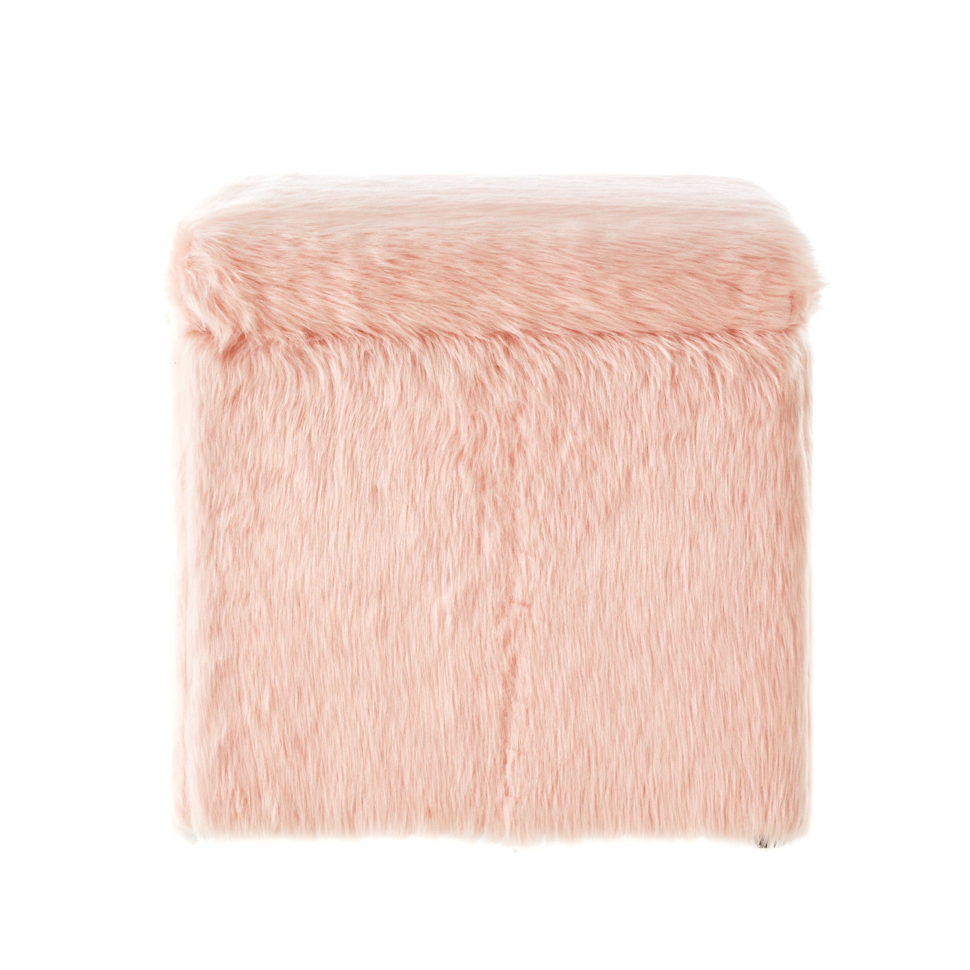 18" Blush Faux Fur And Black Storage