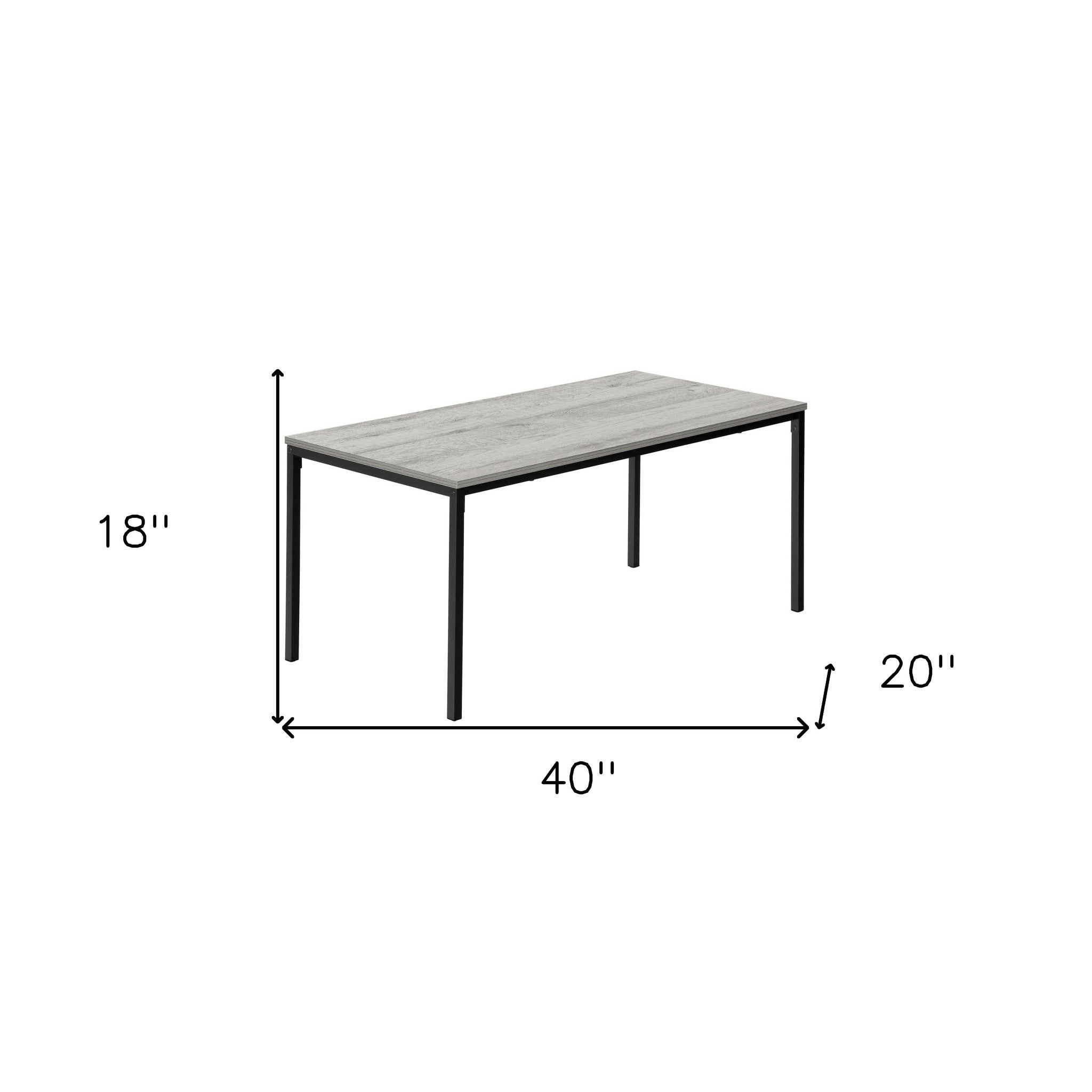 40" Grey And Black Rectangular Coffee Table