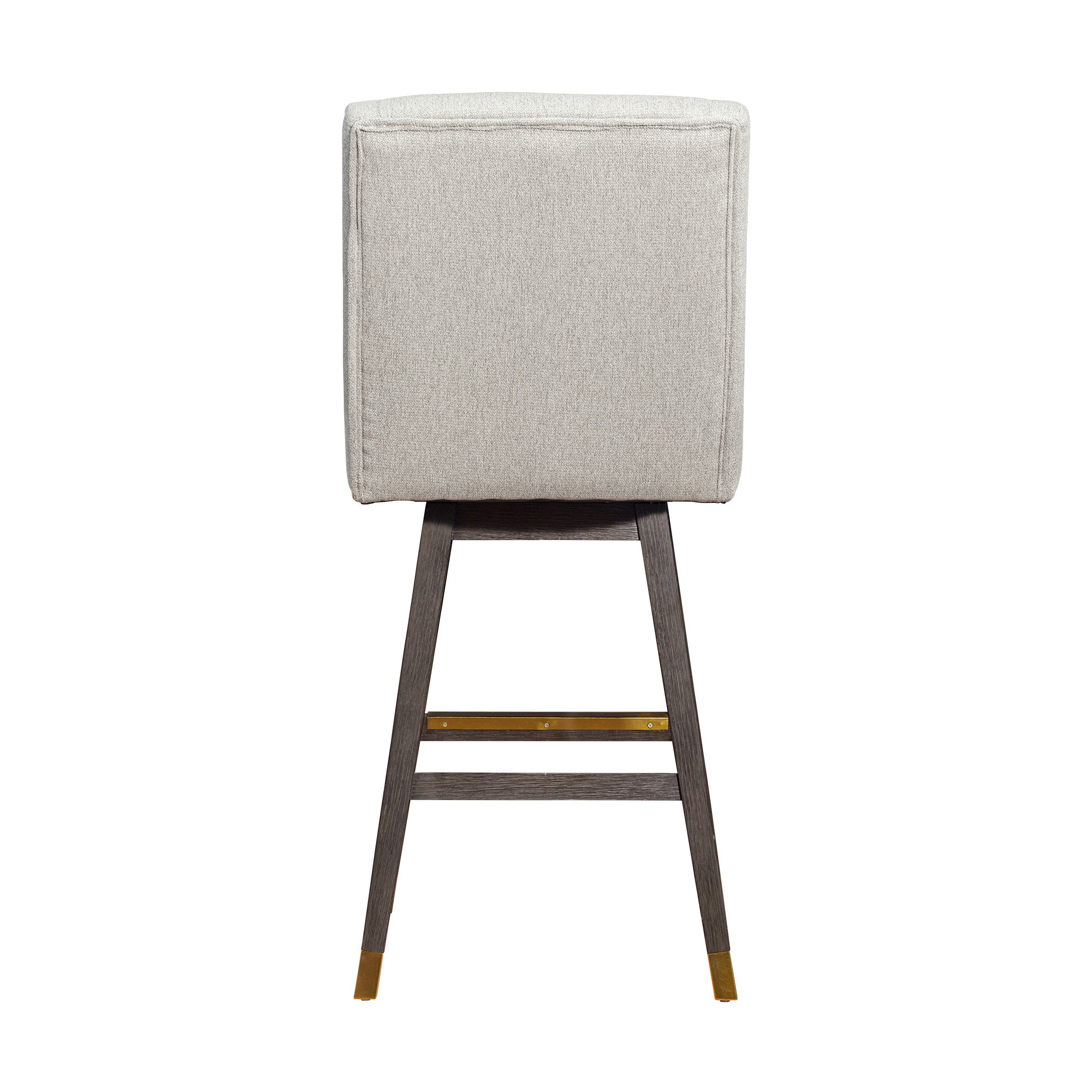 30" Taupe And Gray Solid Wood Swivel Bar Chair
