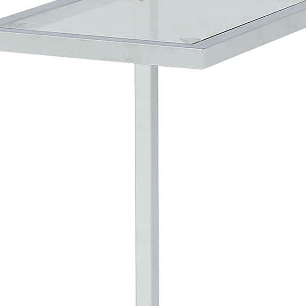 26" Chrome And Clear Glass End Table