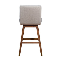 30" Taupe And Brown Solid Wood Swivel Bar Chair